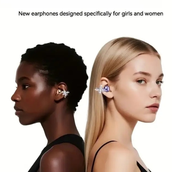 Gold Clip Earbuds with Crystal Accents - Picture 9 of 9